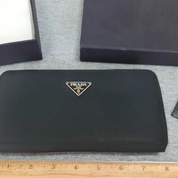 Prada Large Nylon Black Zip Around Wallet - Picture 12 of 14